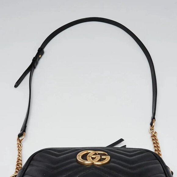 Gucci Black Quilted Leather Marmont Small Camera Bag - Picture 5 of 11